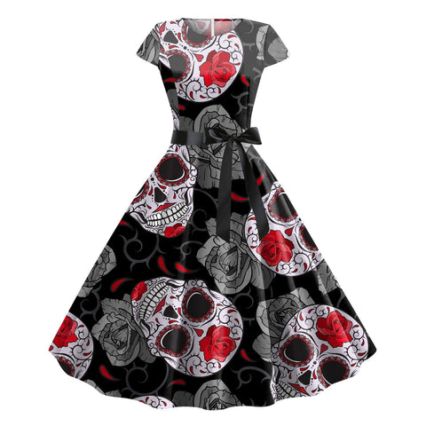 Skull Rose Gothic Style Dress
