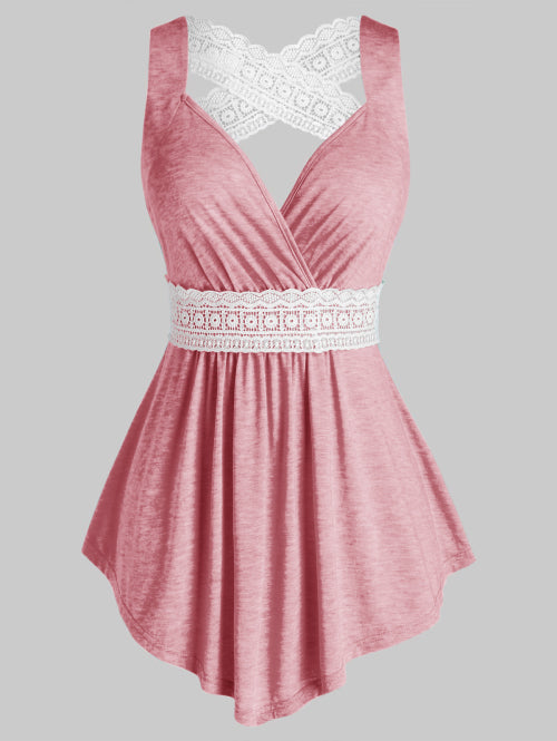 Lace V Neck Tank Top Shirt