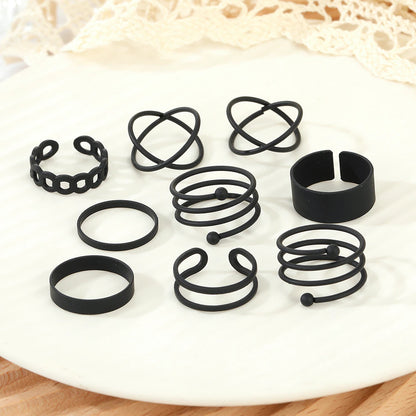 Gothic Style Black Knuckle Ring Set