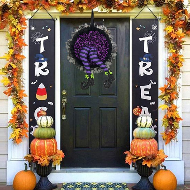 Halloween Witch Leg Wreath