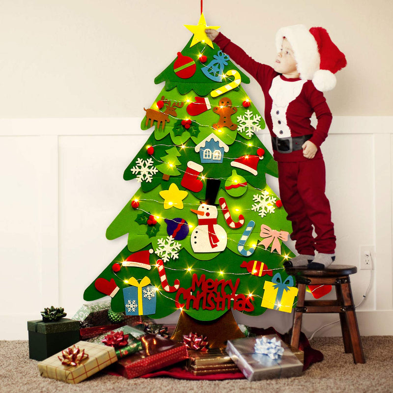 32PCS DIY Felt LED String Lights Christmas Tree
