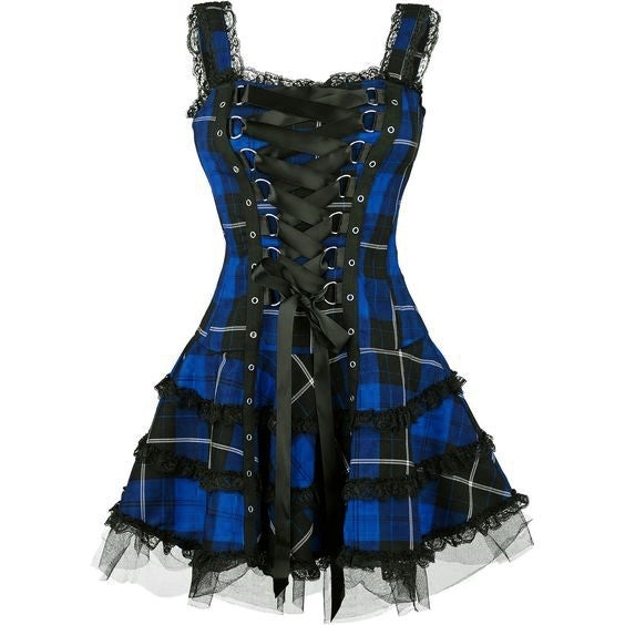 Gothic Plaid Mini Dress