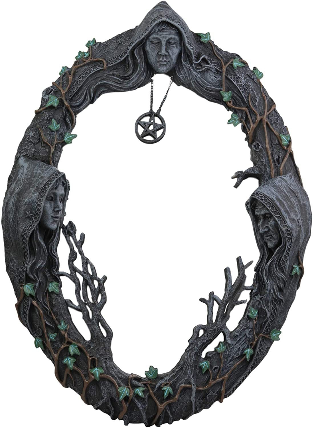 Triple Moon Goddess Mirror With Amulet