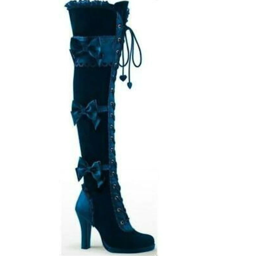 Gothic Style Tall Lace Up High Heel Boot Shoes