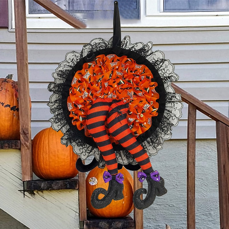 Halloween Witch Leg Wreath
