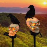 2pc Set Outdoor Garden LED Skull Crow Solar Lights