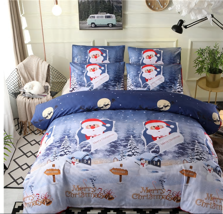 3pcs Merry Christmas Snow Santa Bedding