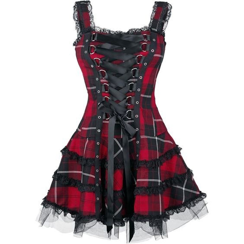 Gothic Plaid Mini Dress