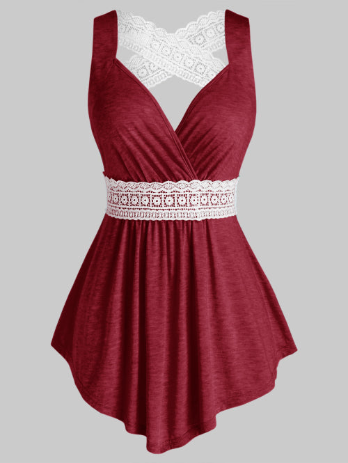 Lace V Neck Tank Top Shirt