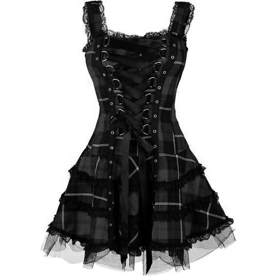 Gothic Plaid Mini Dress