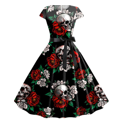 Skull Rose Gothic Style Dress