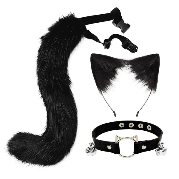 Cat Ears Tail Choker Necklace 3pc Set