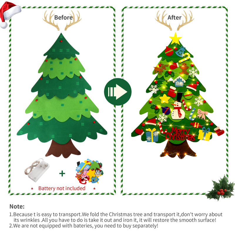 32PCS DIY Felt LED String Lights Christmas Tree