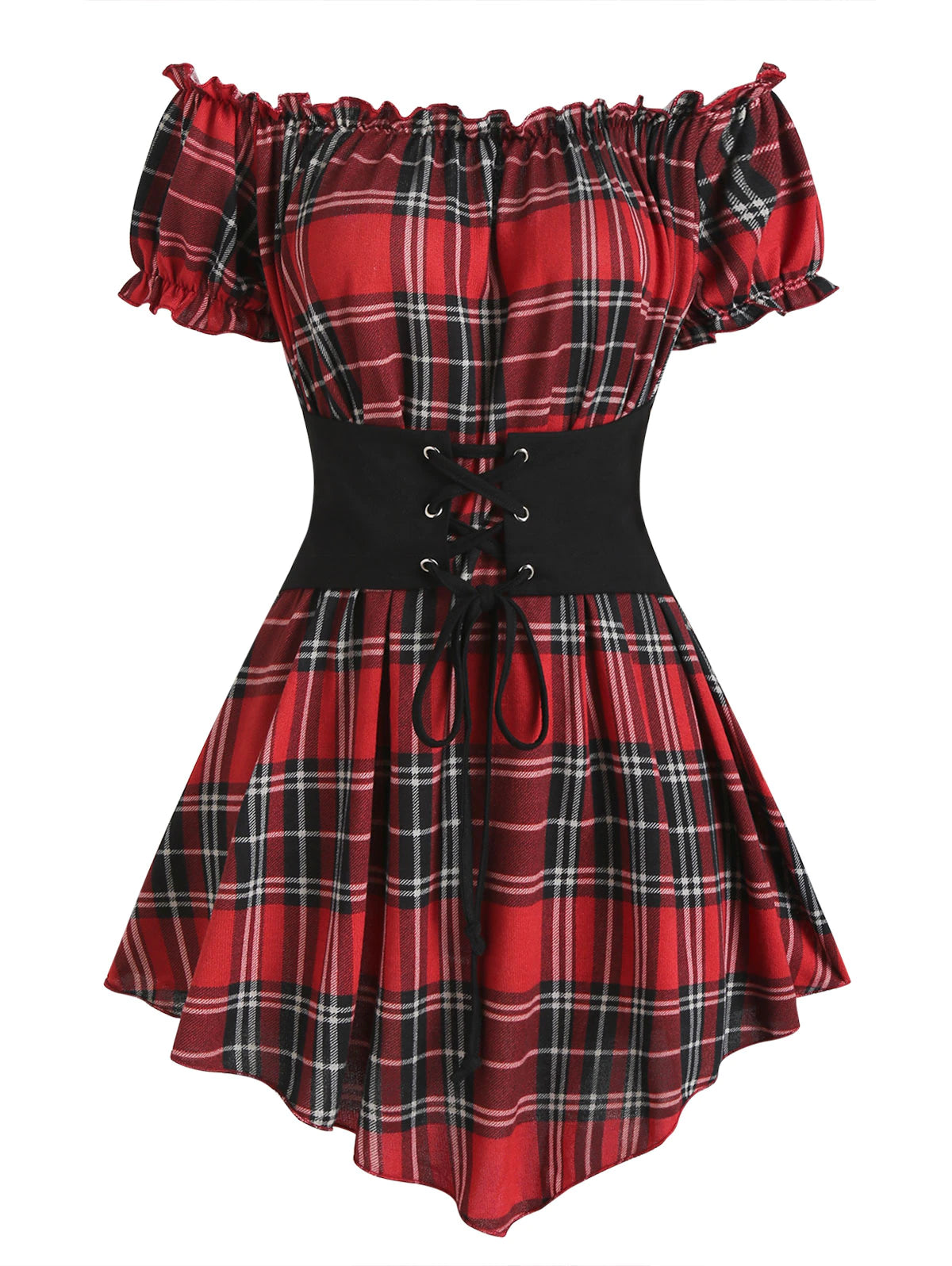 Corset Style Waist Plaid Shirt