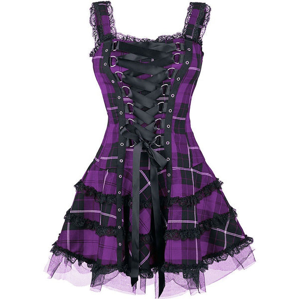 Gothic Plaid Mini Dress
