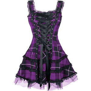 Gothic Plaid Mini Dress