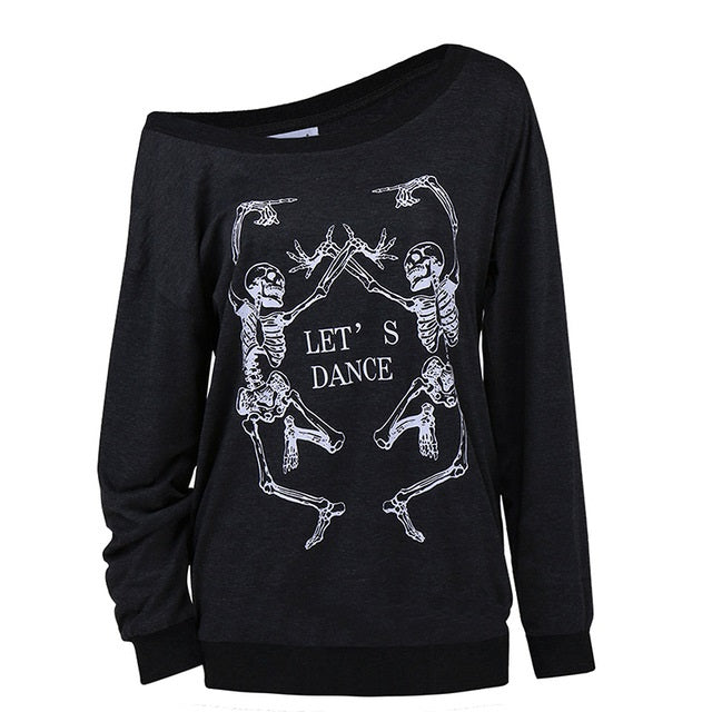 Off The Shoulder Skeleton Long Sleeve Top