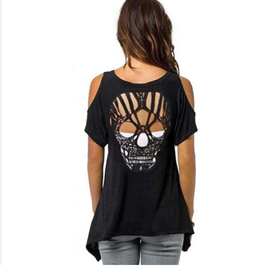 Cold Shoulder Skull Gothic Style Top