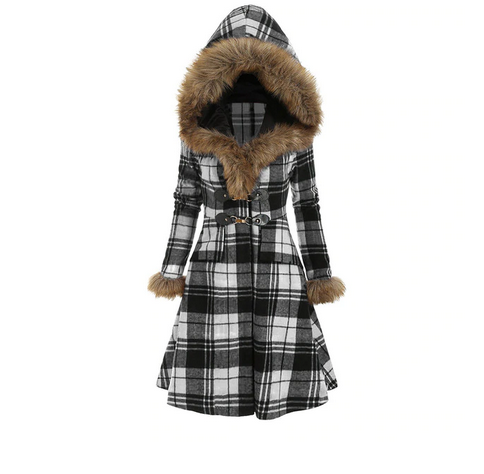 Faux Fur Plaid Gothic Style Jacket