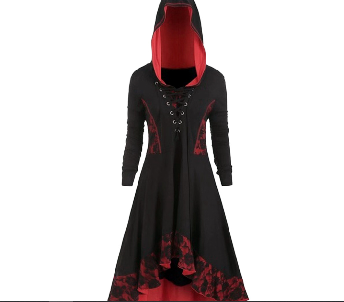 Gothic Style Hooded Lace Up Dress