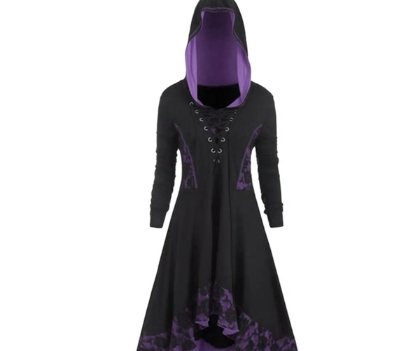 Gothic Style Hooded Lace Up Dress
