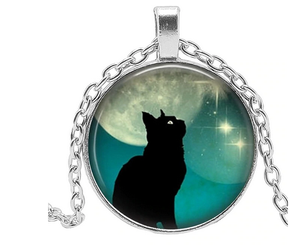 Black Cat Moon Necklace