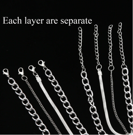 4pcs/Set Layer Moon Pendant Necklace