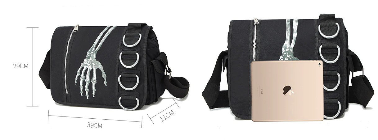 Skeleton Hand Crossbody Messenger Bag