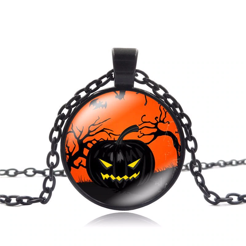 Halloween Pumpkin 25mm Pendant Necklace