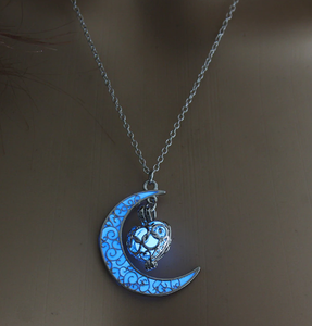 Luminous Glow Heart Moon Necklace