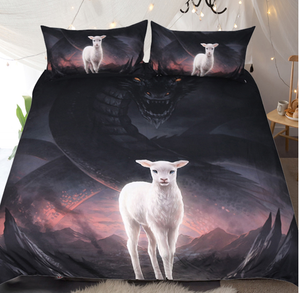 The Lamb and the Dragon  by JoJoes Art Bedding Set  3pc Duvet Bedding Set