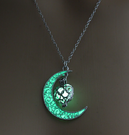 Luminous Glow Heart Moon Necklace