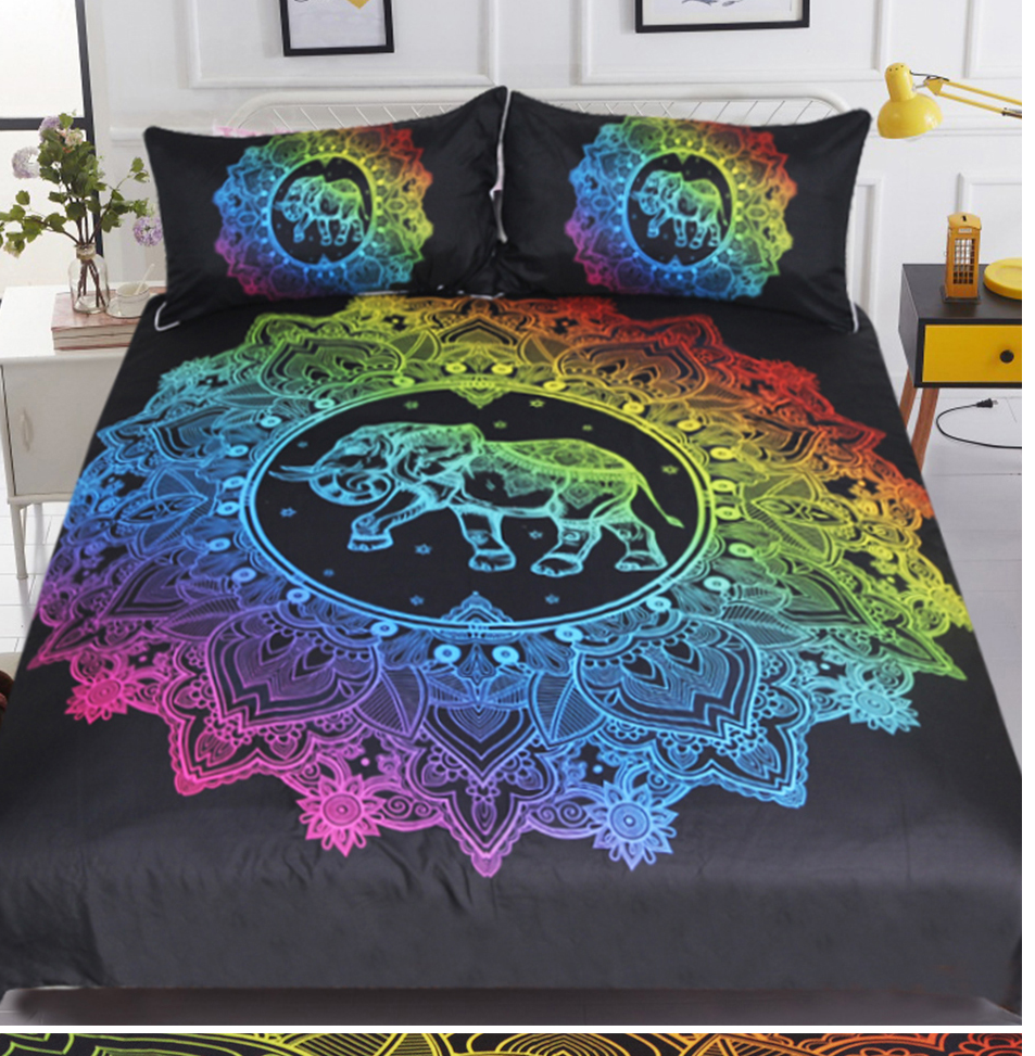 Mandala Elephant Bohomeian 3D Duvet 3pc Bedding Set