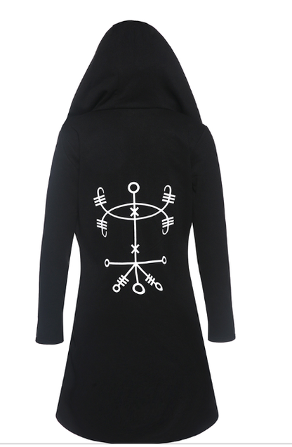 Symbols Loose Hooded Gothic Sweatshirt