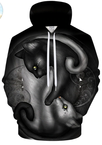 Yin yang cat by KhaliaArt Hoodie 3D Sweatshirt