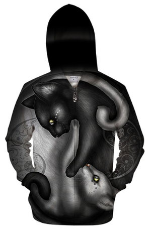 Yin yang cat by KhaliaArt Zipper 3D Sweatshirt