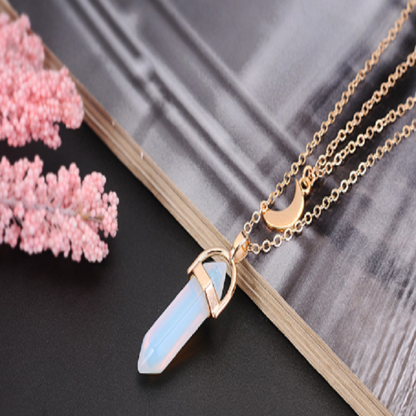 Moon Stone Crystal Pendant Necklace