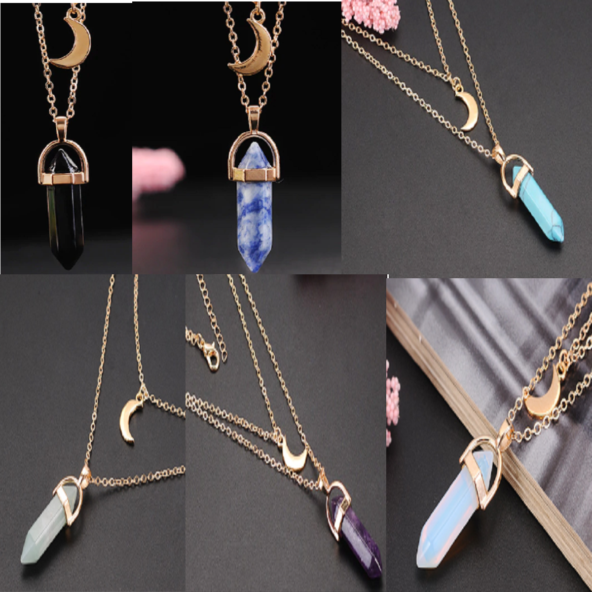 Moon Stone Crystal Pendant Necklace