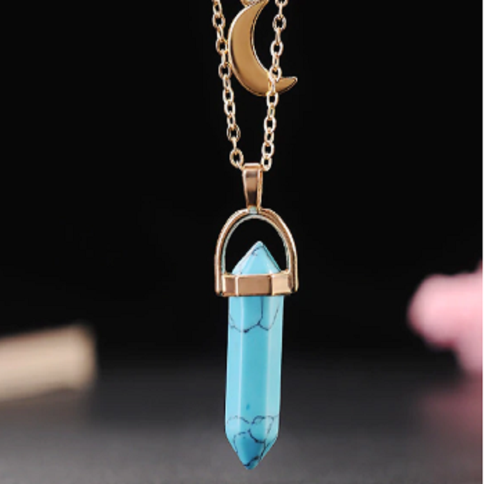 Moon Stone Crystal Pendant Necklace