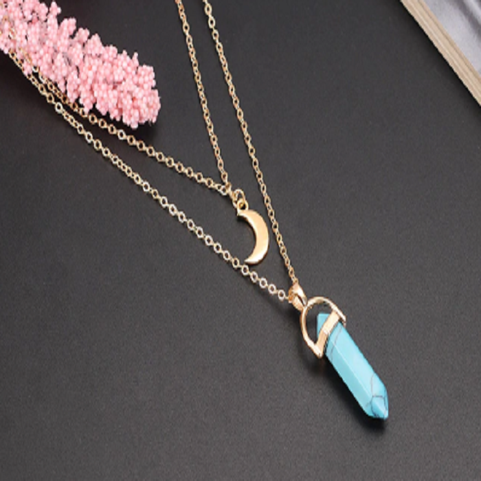 Moon Stone Crystal Pendant Necklace