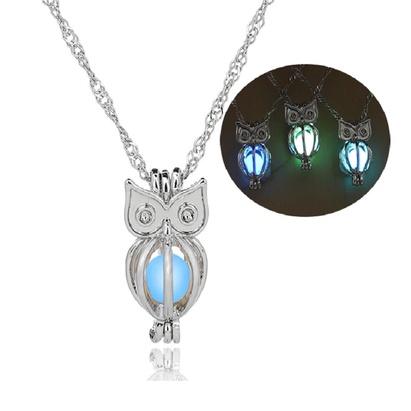 Luminous Glow Owl Pendant Necklace