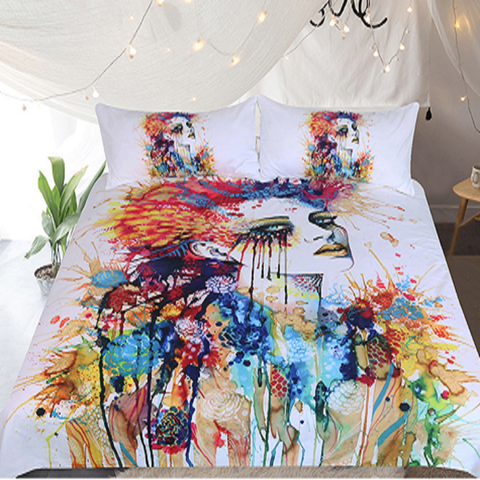 Flora by Pixie Cold Art Bedding Set  3pc Duvet Bedding Set