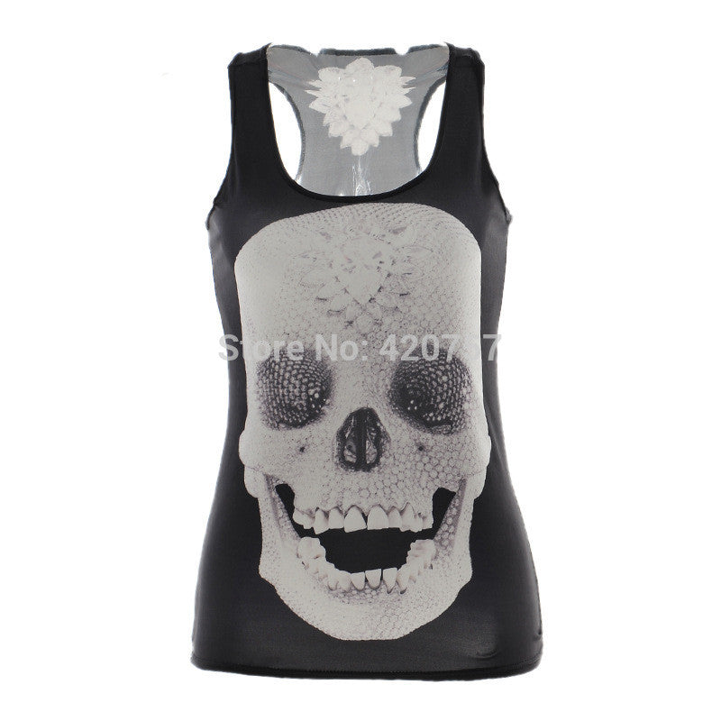 One Size 3D Skull Tank Shirt
