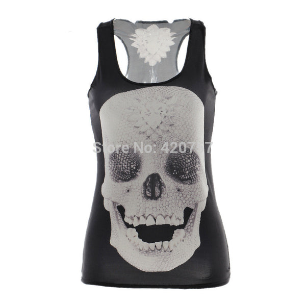 One Size 3D Skull Tank Shirt