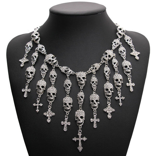 Skeleton Skull Cross Necklace Jewelry