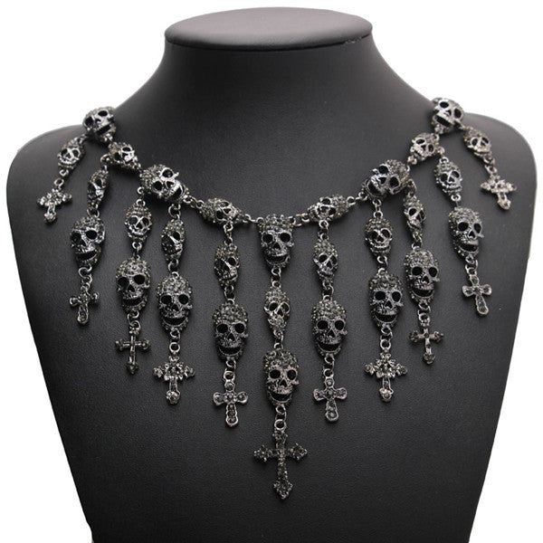 Skeleton Skull Cross Necklace Jewelry
