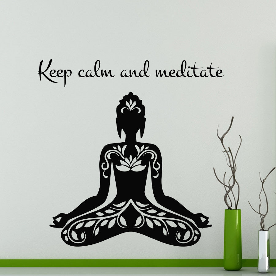 Keep Calm And Meditate Yoga Lotus Pose Wall Sticker