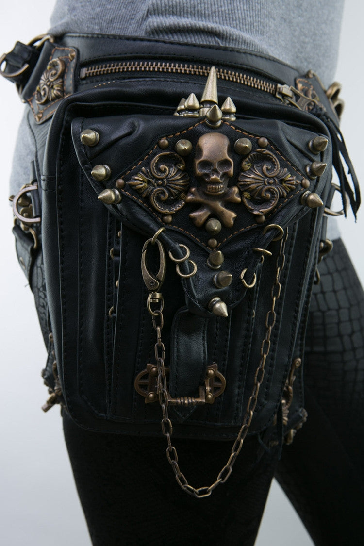 Steam Punk Skull Gothic Waist Leg Purse Bag