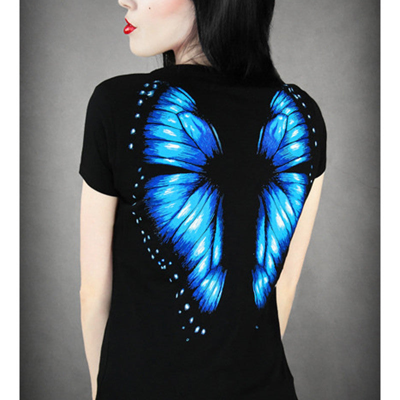 3D Wing Butterfly Print Women Shirt