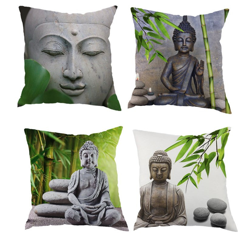 Buddha Zen Polyester Cushion Cover Throw Pillow Case